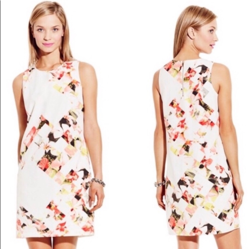 Vince Camuto Broken Photo Floral Shift Dress | EUC